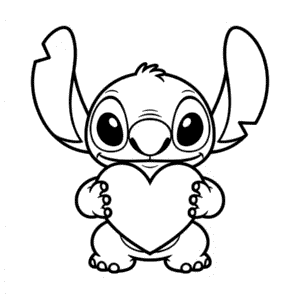 Rysunek Stitch Trzymający Serce