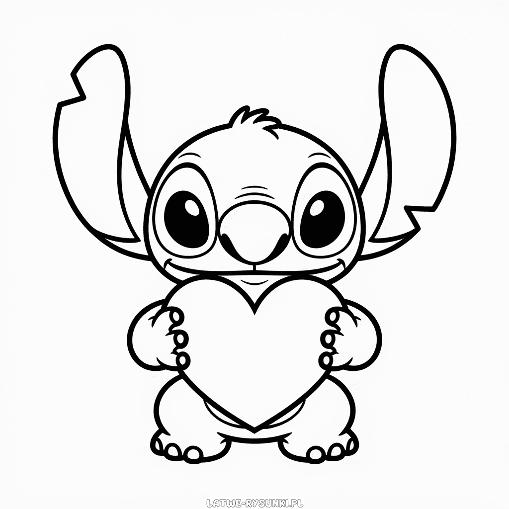 Rysunek Stitch Trzymający Serce