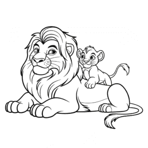 Rysunek Król Lew Simba i Mufasa