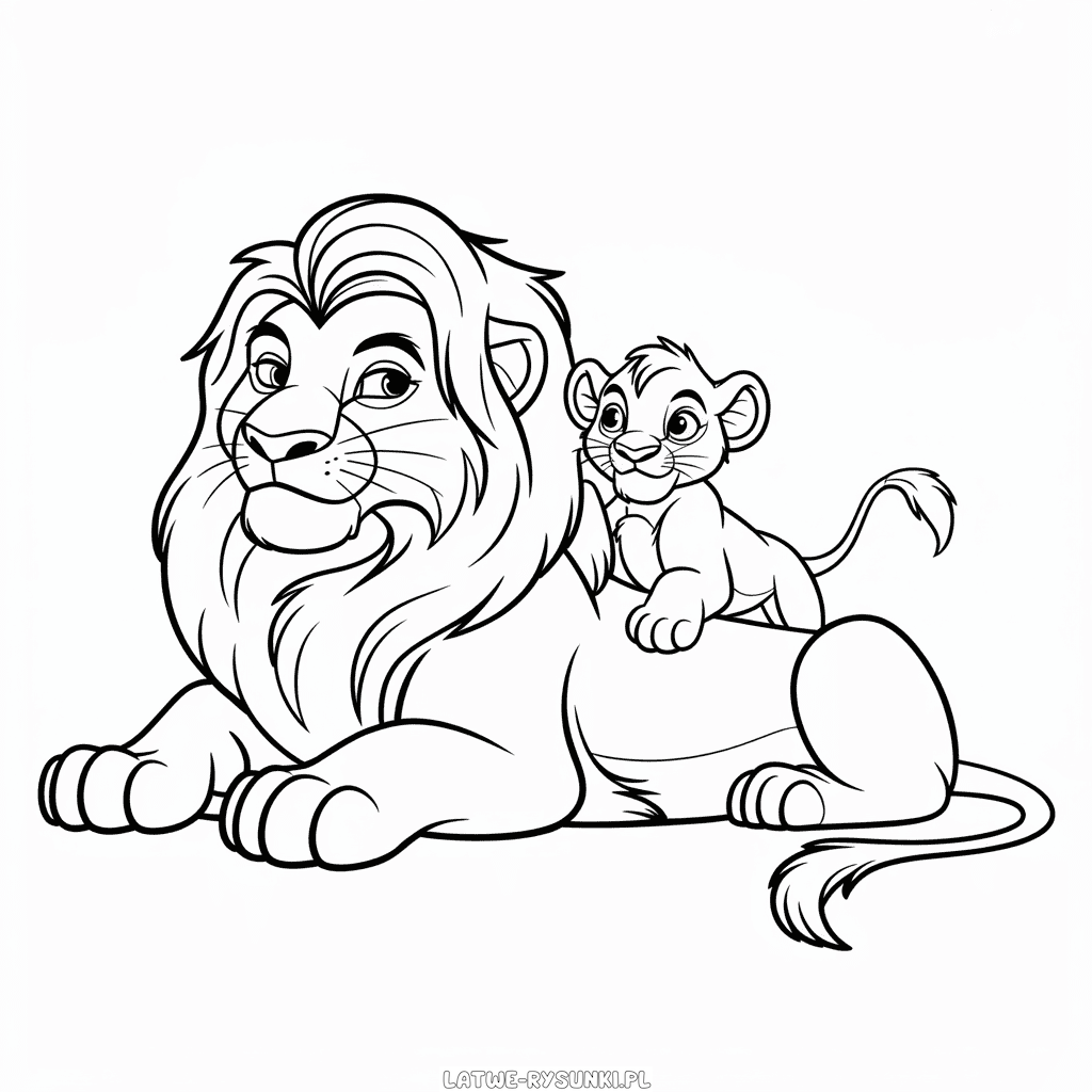 Rysunek Król Lew Simba i Mufasa
