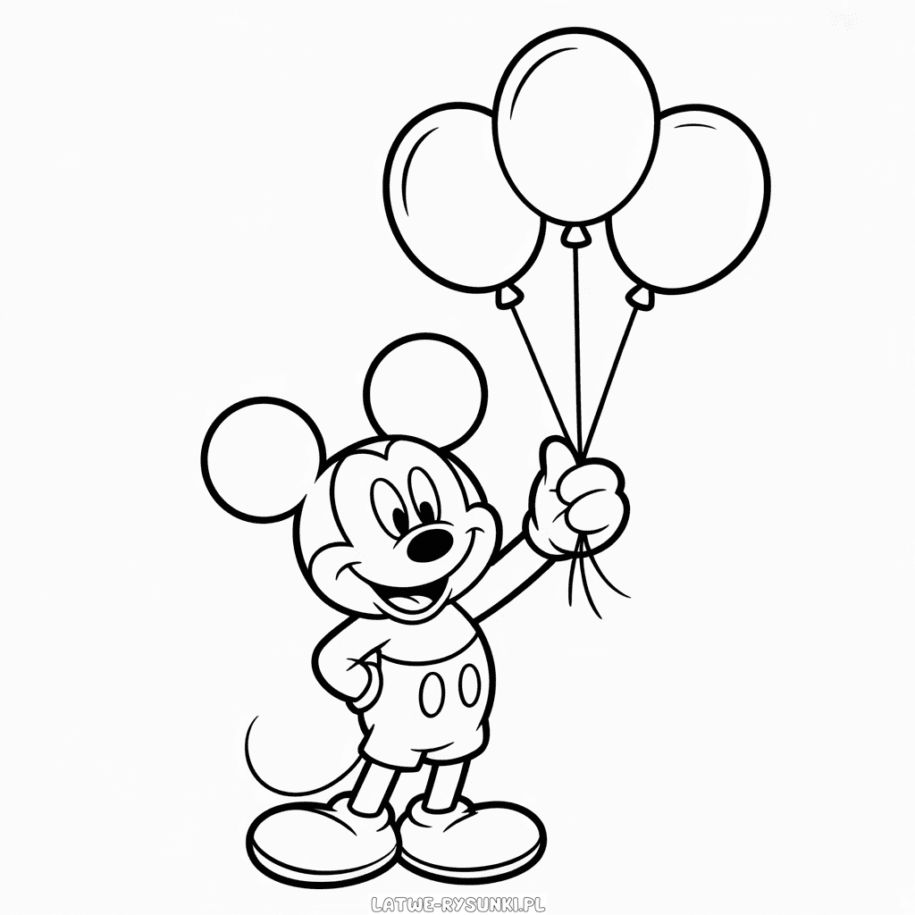 Rysunek Myszka Miki Trzymająca Balony