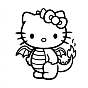Rysunek Hello Kitty w kostiumie smoka