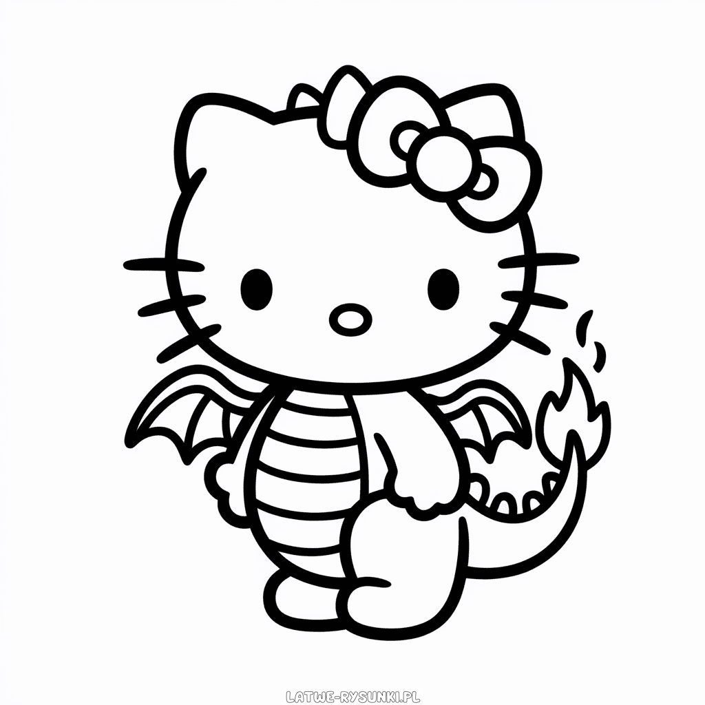 Rysunek Hello Kitty w kostiumie smoka