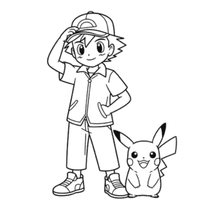 Rysunek Ash i Pikachu