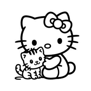 Rysunek Hello Kitty i Kot
