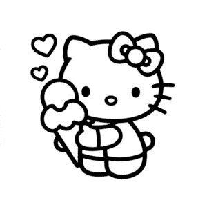 Rysunek Hello Kitty Jedząca Lody