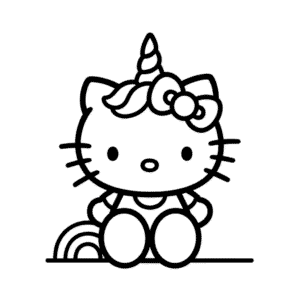 Rysunek Hello Kitty w kostiumie jednorożca