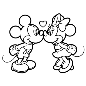 Rysunek Całujący się Myszka Miki i Minnie