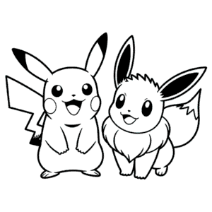 Rysunek Eevee i Pikachu