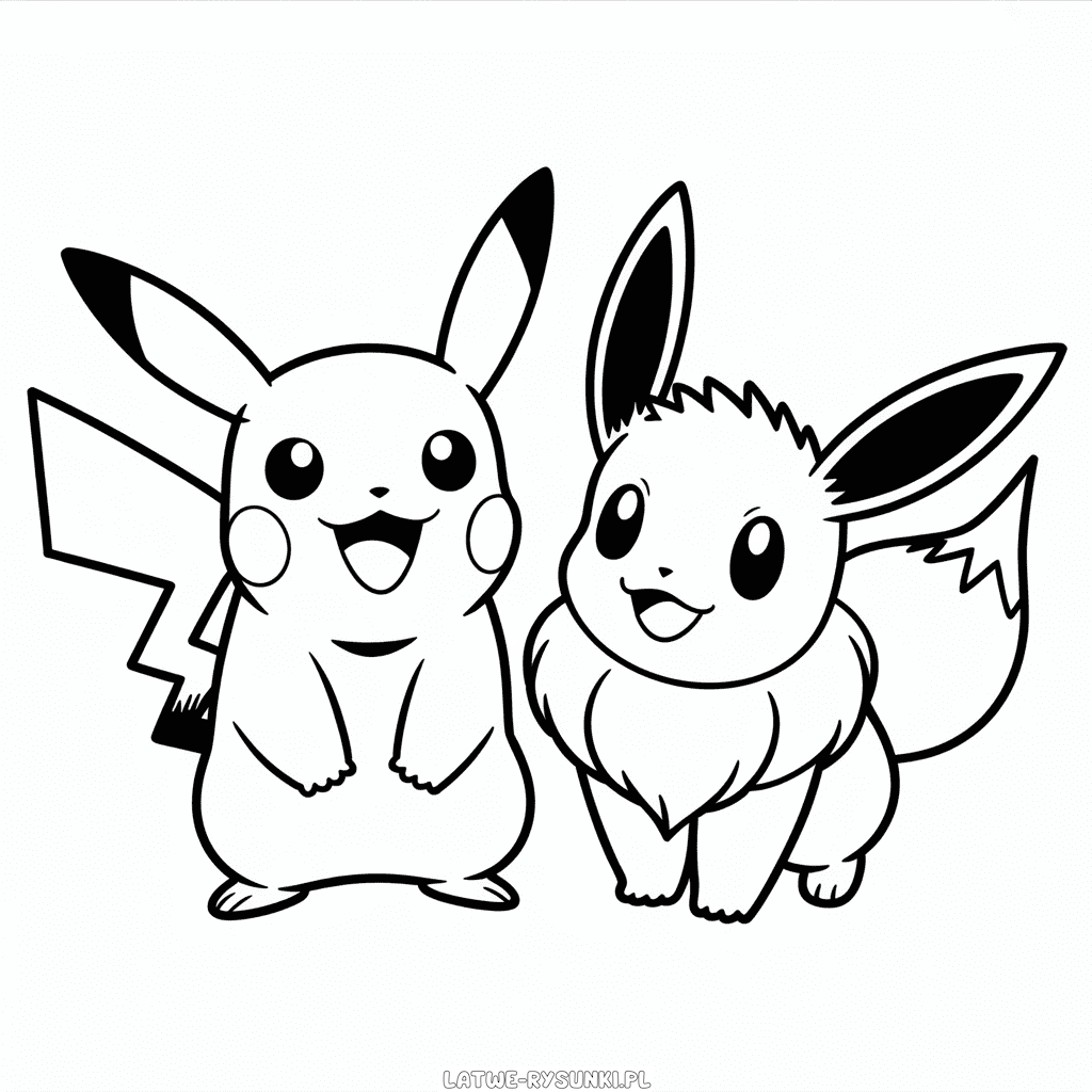 Rysunek Eevee i Pikachu