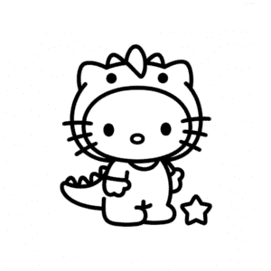 Rysunek Hello Kitty w kostiumie dinozaura