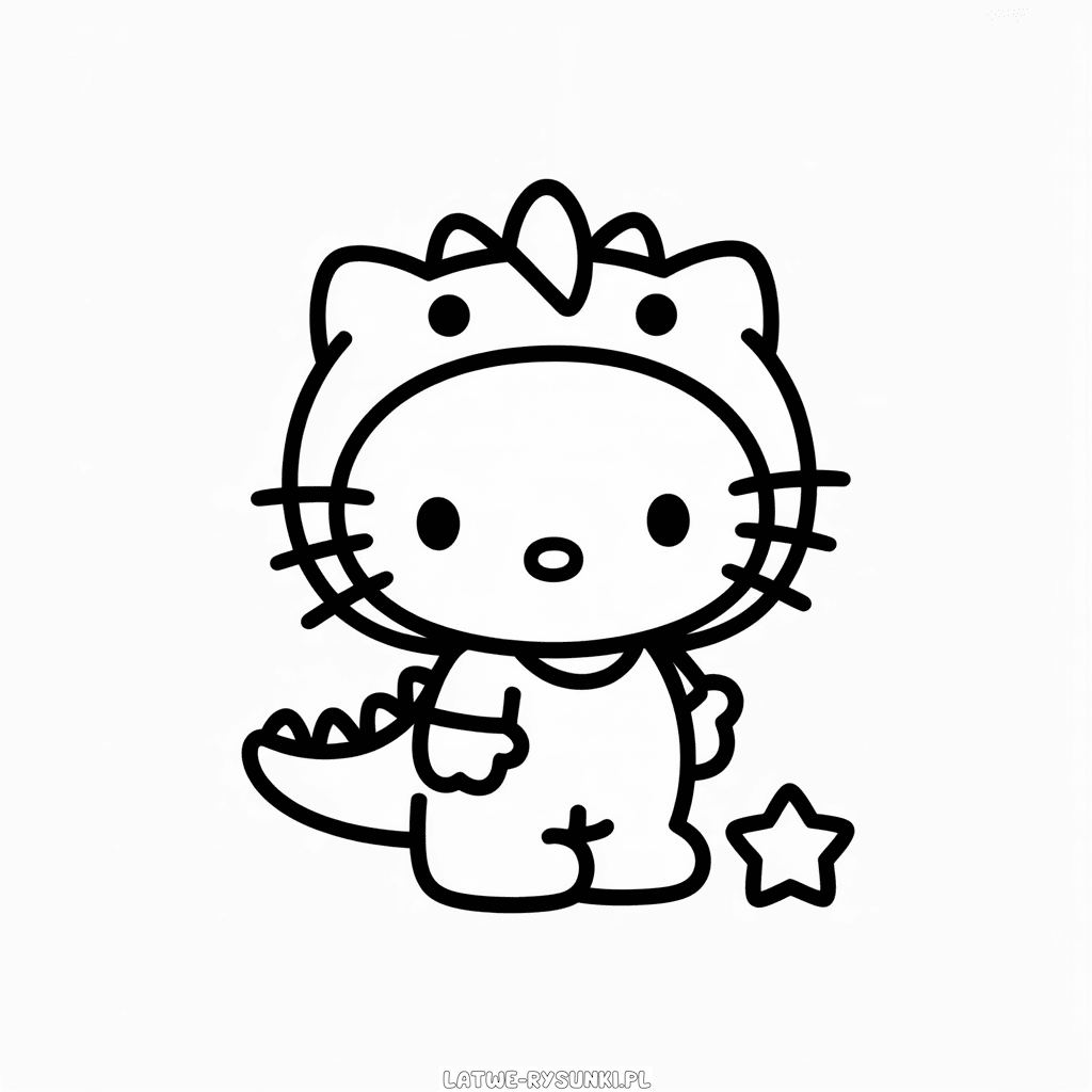Rysunek Hello Kitty w kostiumie dinozaura